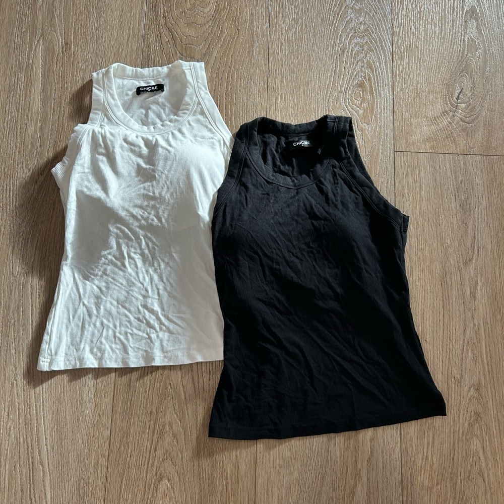 Women's Tank Top Set-Black and White